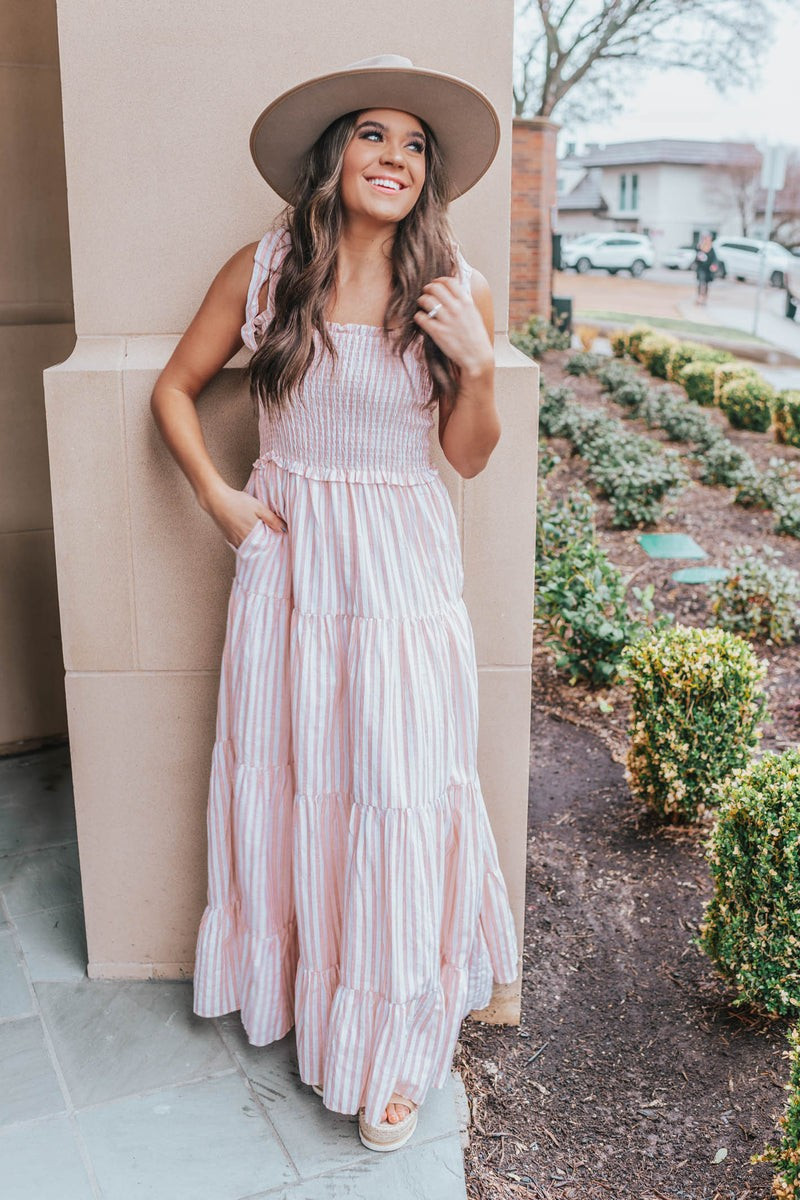 Spring Fever Pink And White Striped Maxi Dress | Apricot Lane Boutique