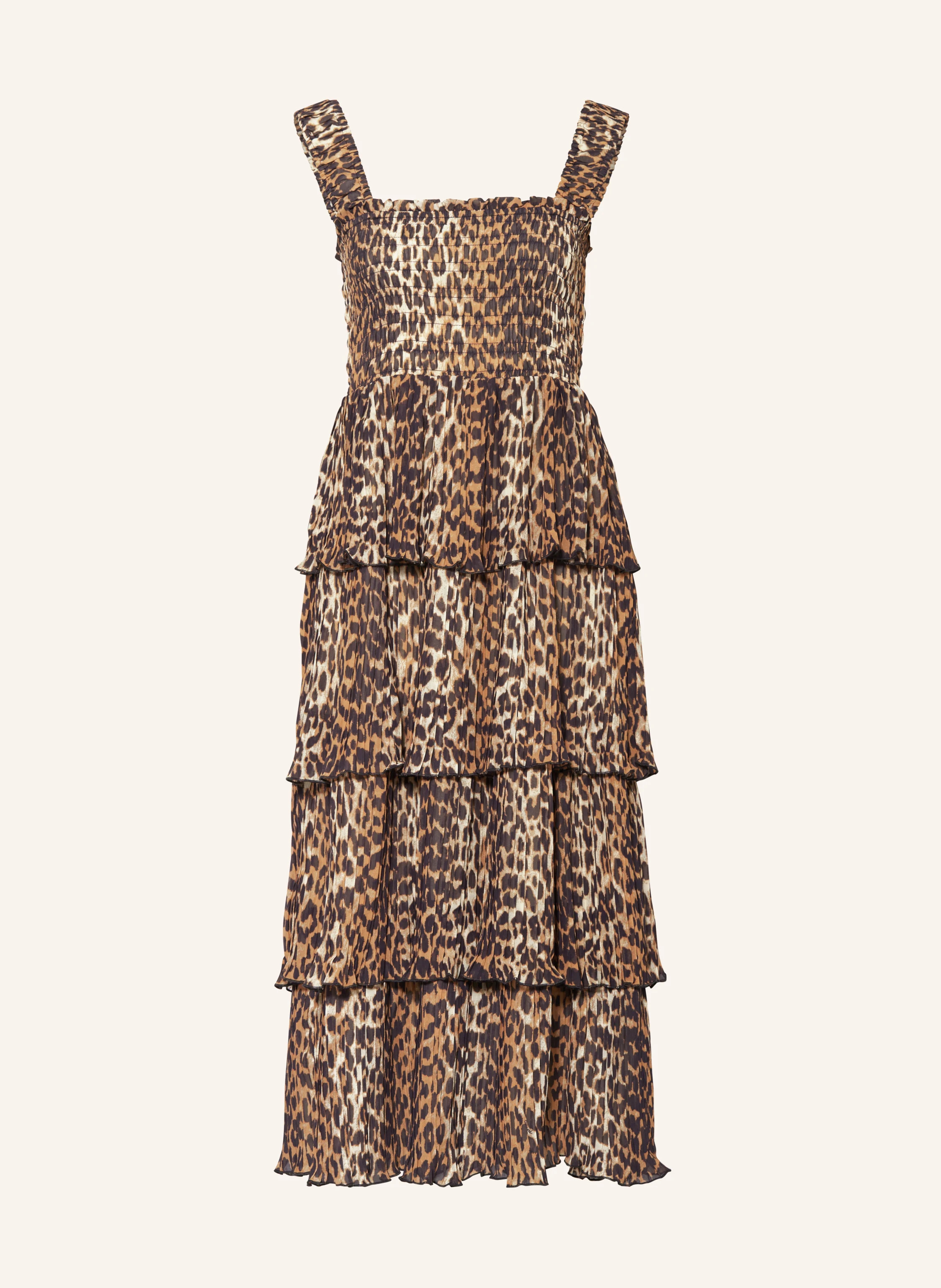 GANNI Kleid mit Rüschen in dunkelbraun/ ecru/ cognac | Breuninger (DACH)