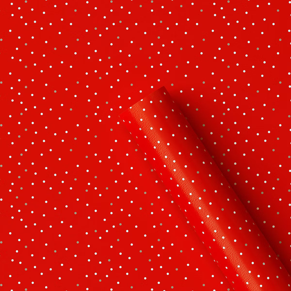 30" 25 sq ft Christmas Roll Wrap Gold/White Dots on Red - Wondershop™ | Target