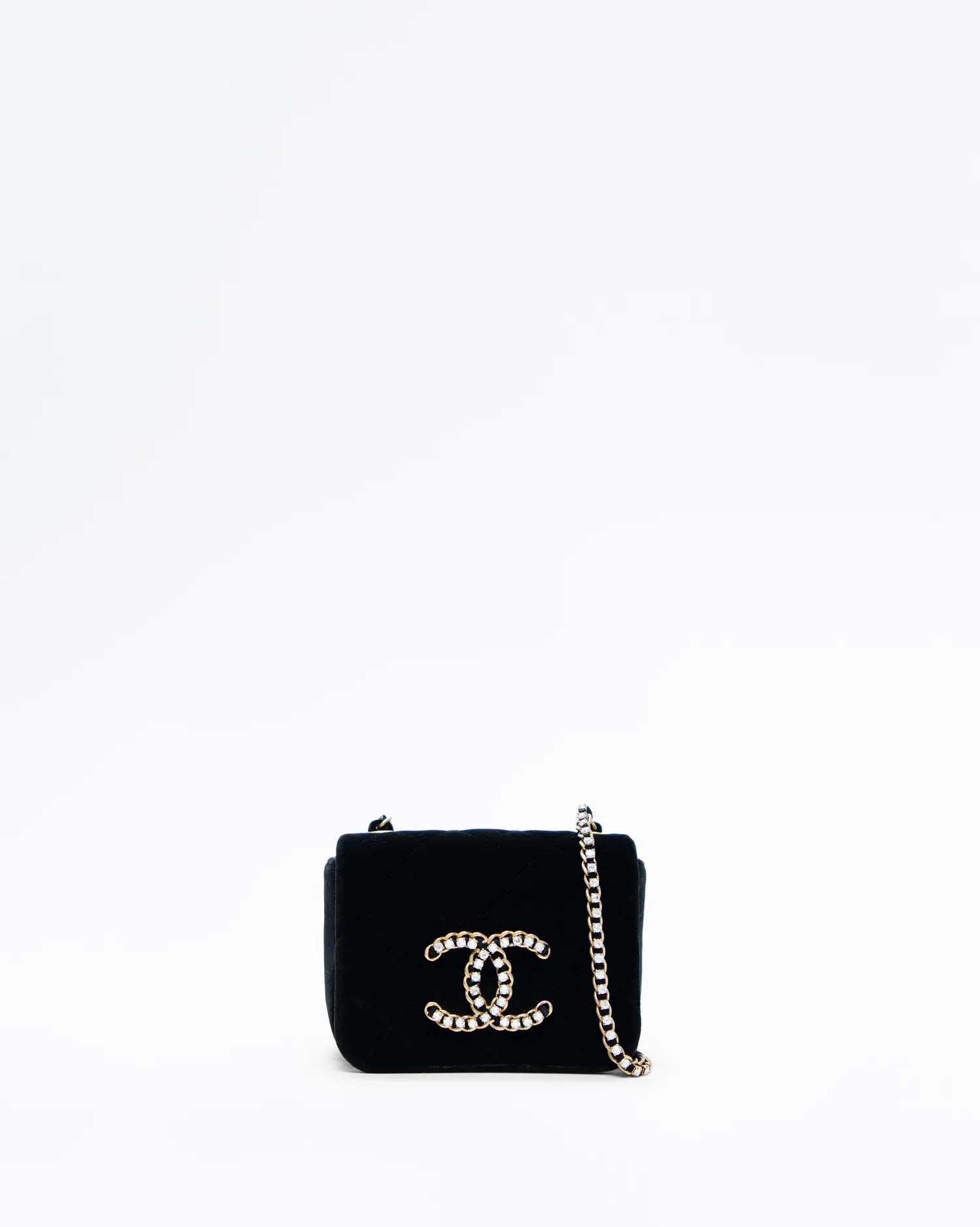 Velvet Crystal CC Mini Full Flap Bag | Vivrelle