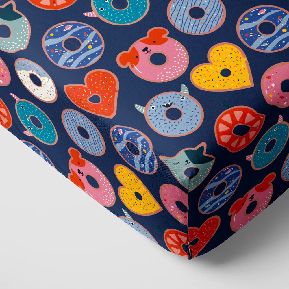 Blue Donut Dreams Fitted Crib Sheet | Little Sleepies
