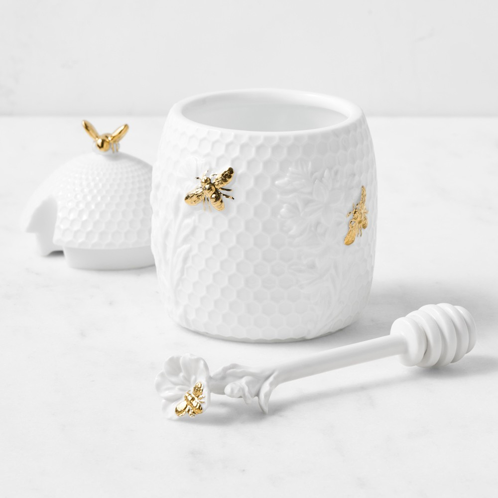 Honeycomb Porcelain Figural Honey Pot | Williams-Sonoma