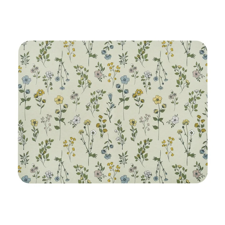 Beautiful Kitchen Botanical Dish Drying Mat with Bottom Grip and Highly Absorbent, Floral | Walmart (US)
