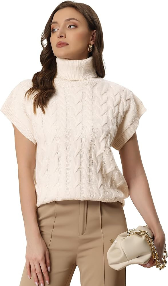 Allegra K Women's Casual Turtleneck Sweaters Mock Neck Twist Sleeveless Vests Knit Pullover Sweat... | Amazon (US)