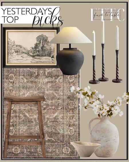 Yesterday’s Top Picks. Follow @farmtotablecreations on Instagram for more inspiration.

EZKLIN Area Rug - Anti Slip 6x9 Washable Rug, Machine Washable Bedroom Rug, Stain Resistant for Living Room. SIGNFORD Premium Framed Wall Art Print Duotone Countryside Meadow. PURESILKS Rustic Black Table Lamp. SAIDKOCC Marble Tray Round Scalloped Tray Small Serving Platter for Counter, Bathroom, Kitchen, Nightstand, Jewelry Ring Dish Holder. Bloomingville Organically Shaped Stoneware, Tan Reactive Glaze Bowl. 
Vintage Decor. Vintage Home Finds. Amazon Decor. Amazon Home Finds. Amazon Decor. Affordable Home Decor. Halifax Farmhouse Wood Counter Height Barstool - Threshold. Artisan Handcrafted Terracotta Vase. Easton Forged-Iron Taper Candleholder. 

#LTKfindsunder50 #LTKhome #LTKsalealert