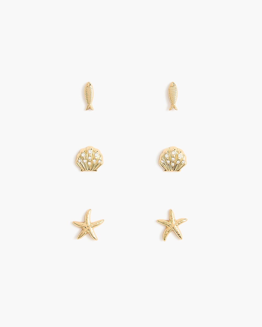 Seashell stud earrings set-of-three | J.Crew Factory