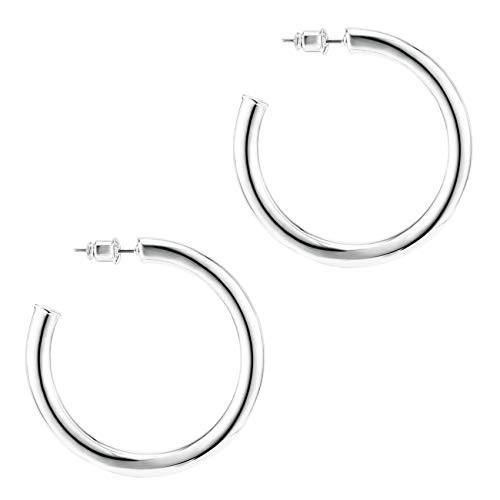 PAVOI 14K White Gold Hoop Earrings for Women - 3.5mm Thick 45mm Infinity Gold Hoops - Gold Plated Loop Earrings - Lightweight Hoop Earrings Set | Amazon (US)