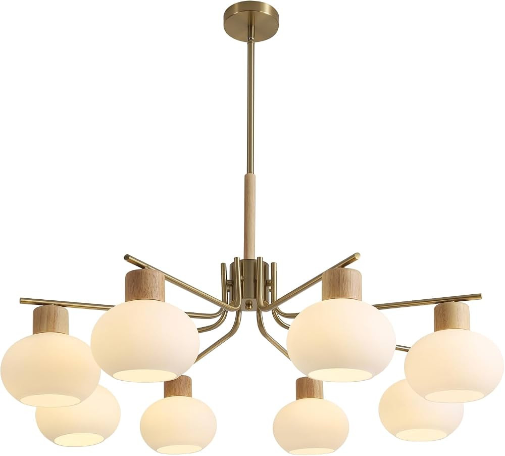 8 Lights Frosted Glass Ball Sputnik Chandelier Modern Gold White Chandelier Vintage Larger Globe ... | Amazon (US)