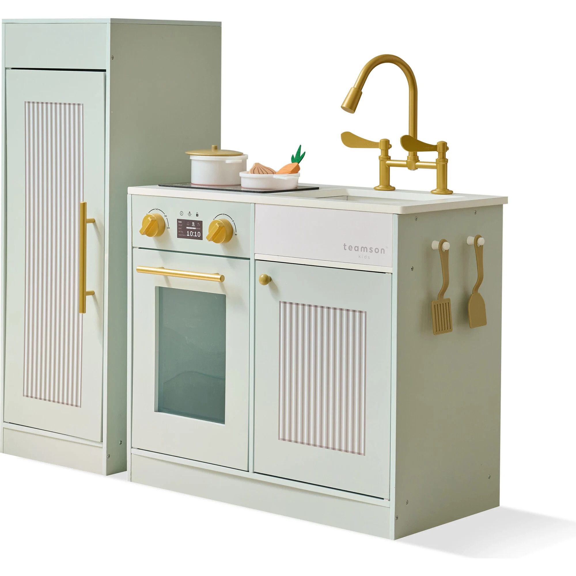 Teamson Kids Little Chef Chester Wooden Play Kitchen with 12 Accessories, Green | Maisonette