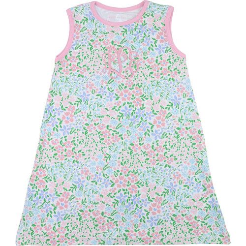Pink And Blue Floral Knit Play Dress | Cecil and Lou