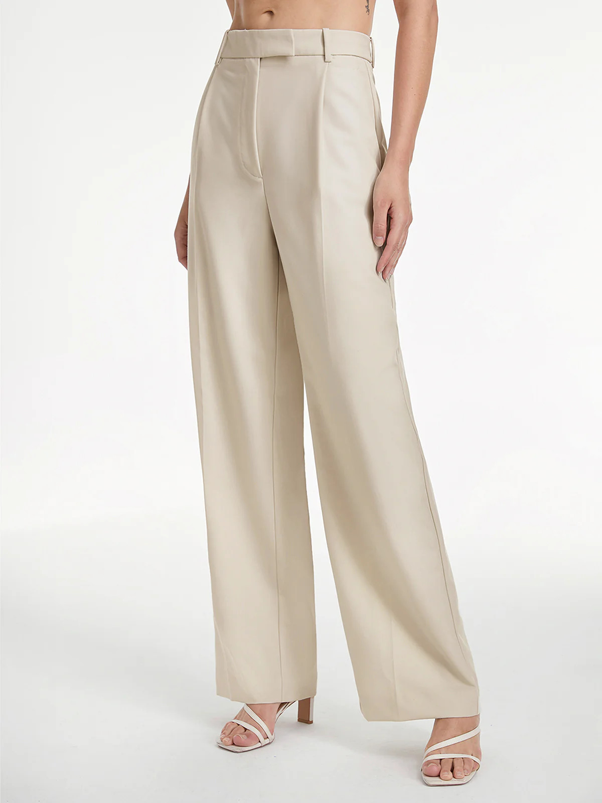 High Waisted Relaxed Fit Wide Leg Dress Pants | Commense