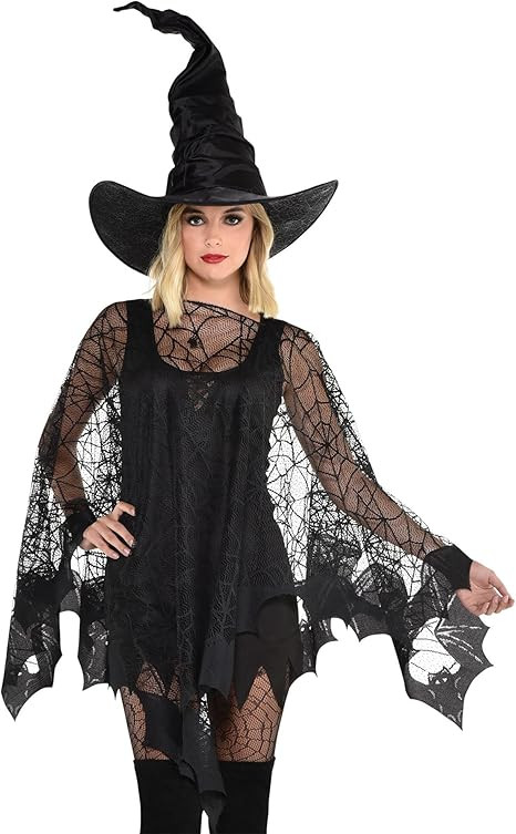 Amazon.com: amscan Black Enchanted Web Poncho Adult Size 1 Pc : Clothing, Shoes & Jewelry | Amazon (US)