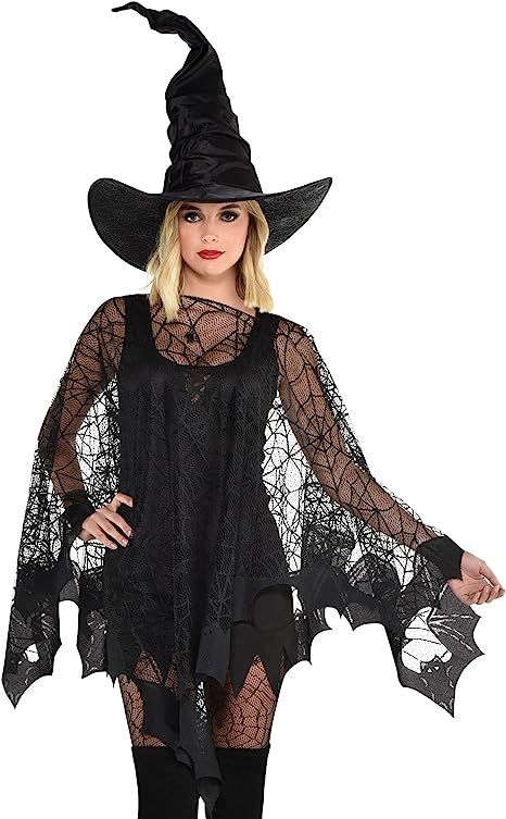 Amazon.com: amscan Black Enchanted Web Poncho Adult Size 1 Pc : Clothing, Shoes & Jewelry | Amazon (US)