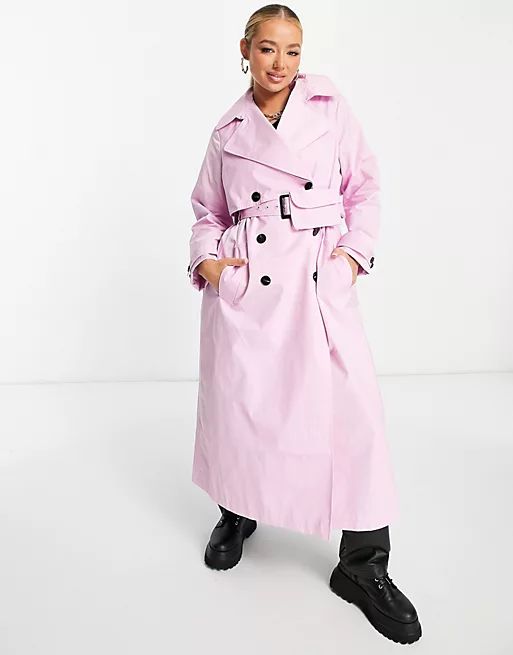 ASYOU belted trench with belt bag in pink | ASOS | ASOS (Global)