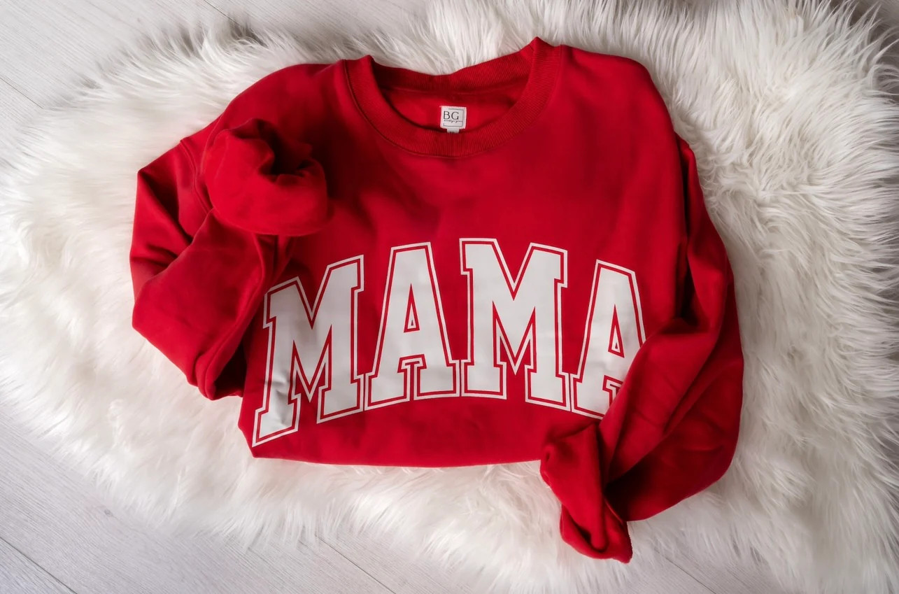 MAMA Drop Shoulder Crewneck - RED - *updated fit* | Brooklyn Grace