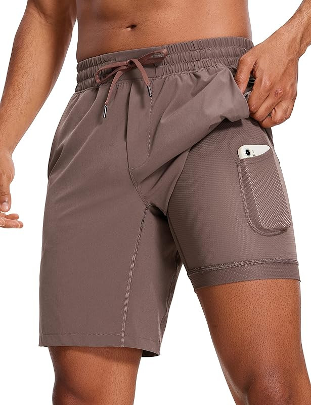 CRZ YOGA Men's 2 in 1 Running Shorts with Liner - 9'' Quick Dry Workout Sports Athletic Shorts wi... | Amazon (US)