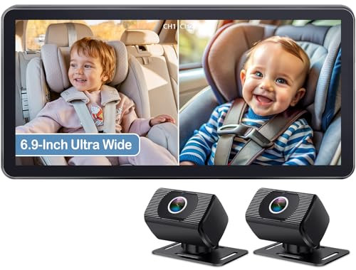 2-Kids Baby Car Camera for Seat: 6.9 Inch Ultrawide Display with Two Cameras Rear Facing - USB Po... | Amazon (US)