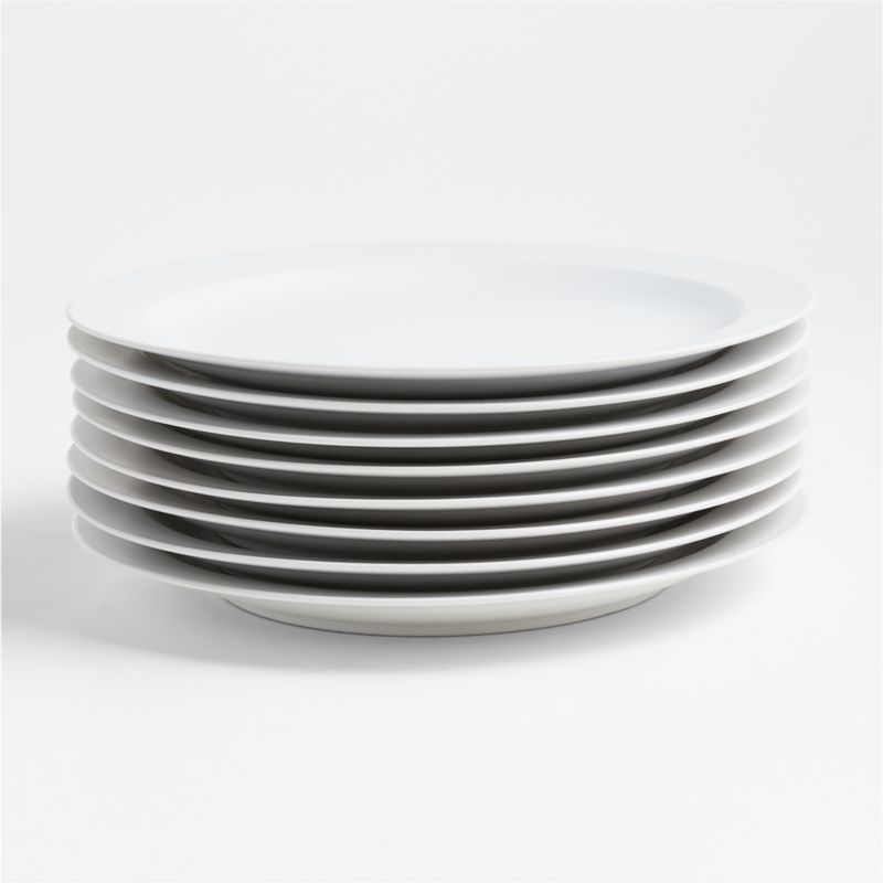 Paige White Dinner Plates, Set of 8 | Crate and Barrel | Crate & Barrel