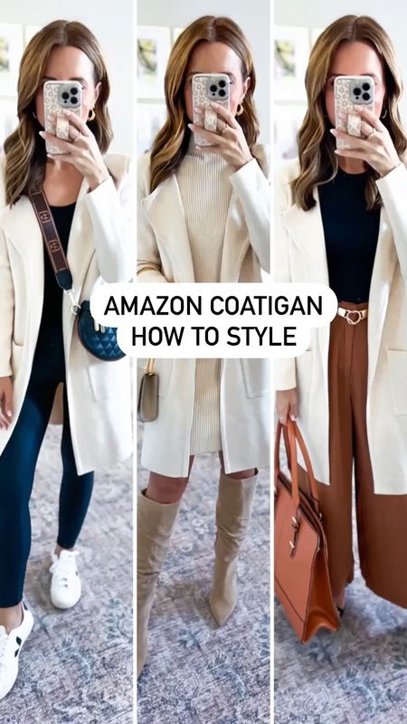 Amazon coatigan (small, color beige). Fall outfits. Fall style. Business casual. Date night outfit. Amazon sweater dress (small). Amazon faux leather leggings (XS). Amazon wide leg trousers (XS short). Knee high boots on sale (I went up half a size to wear socks). Canopy bed. Pottery barn canopy bed. 

#LTKfindsunder50 #LTKworkwear #LTKshoecrush