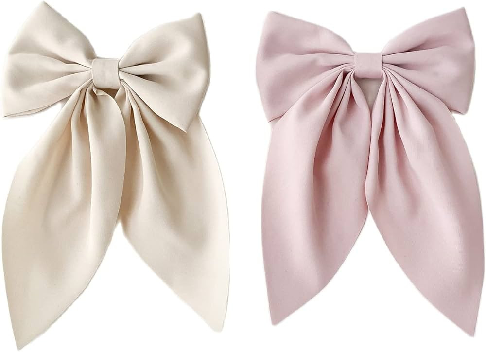 PLINUBLA 2Pcs Solid Big Ponytail Bow Alligator Hair Clips Duckbill Barrettes Hair Accessories for... | Amazon (US)