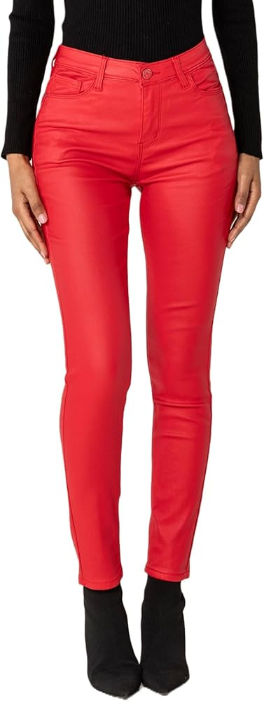 Nina Carter Damen High Waist Skinny Hose in Lederoptik – Stretch Push-Up Slim Fit, 5-Pocket-Des... | Amazon (DE)