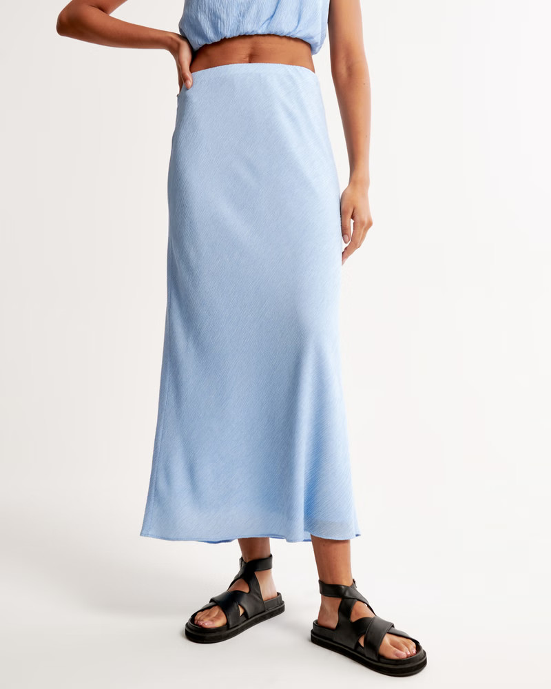 Crinkle Textured Column Maxi Skirt | Abercrombie & Fitch (US)