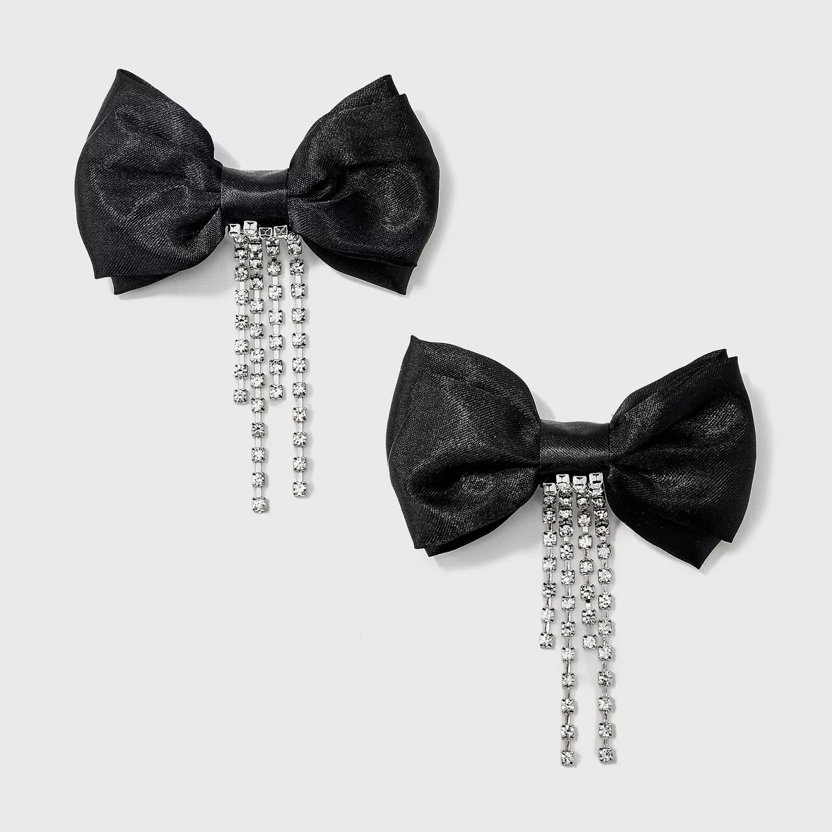 Gem Dangle with Bow Hair Barrette Set 2pc - A New Day™ Black | Target