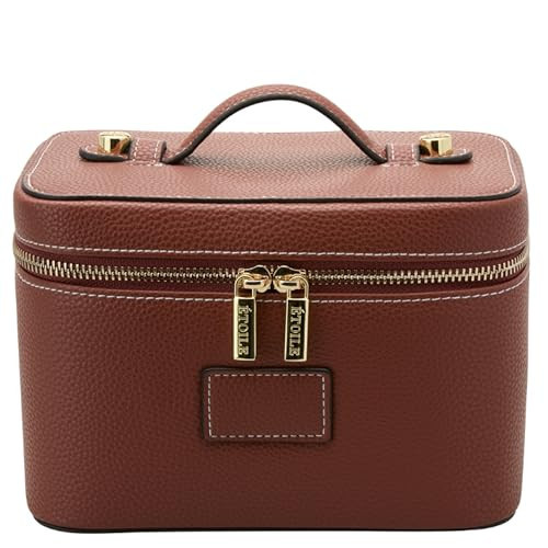 ETOILE - Mini Vanity Case Ginger Brown - Stylish Travel Makeup Bag Organizer With Removable Dividers | Amazon (US)