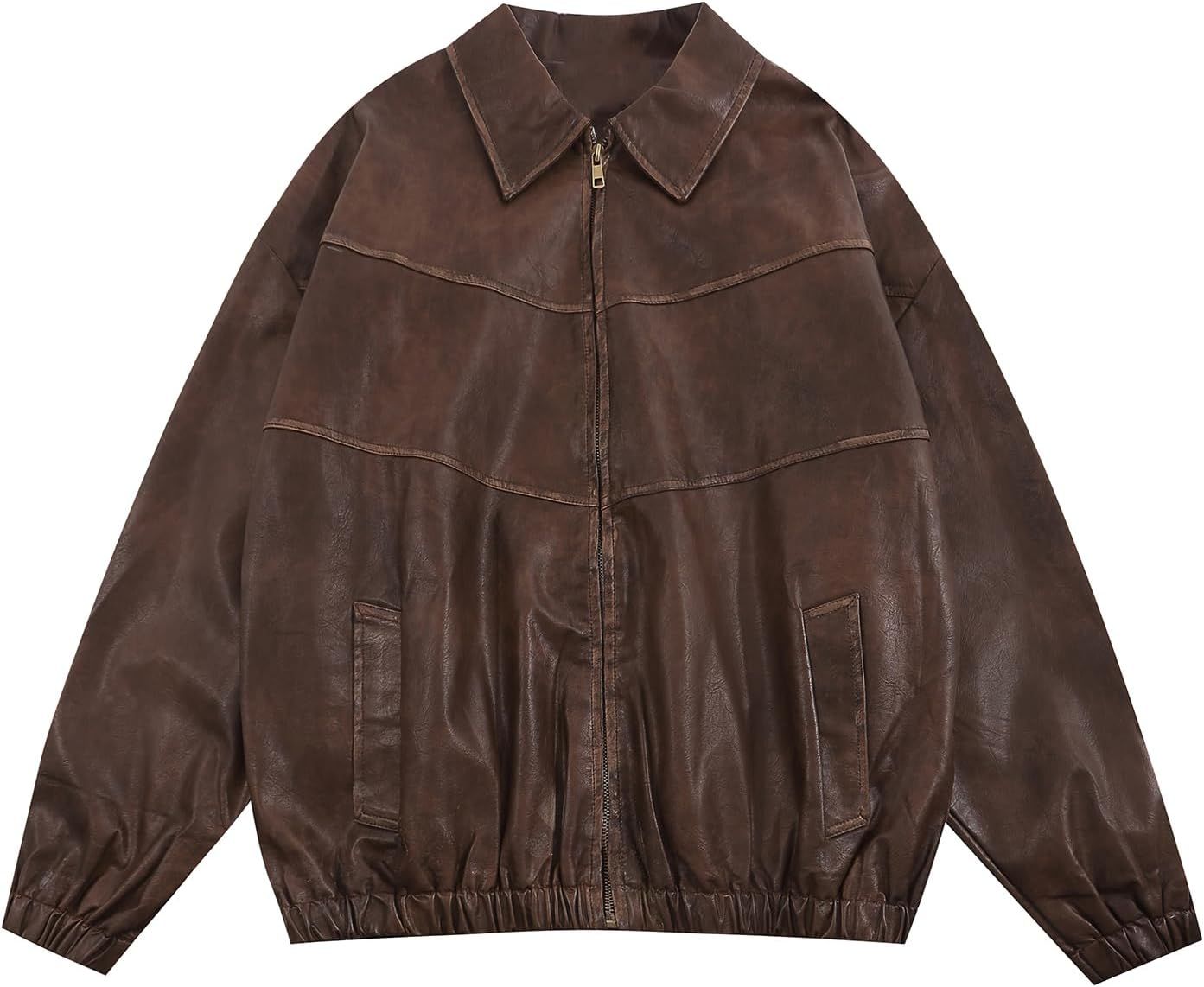 Women's Oversized Jackets, Leather Faux Motorcycle Plus Size Moto Biker Coat Fall Outfits Fashion... | Amazon (US)