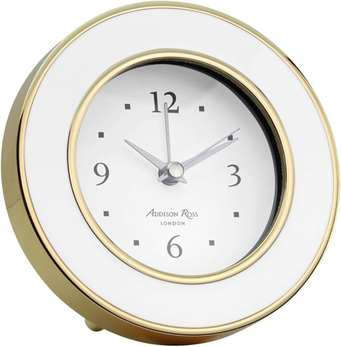 Addison Ross White & Gold Plated Silent Alarm Clock | Amazon (US)