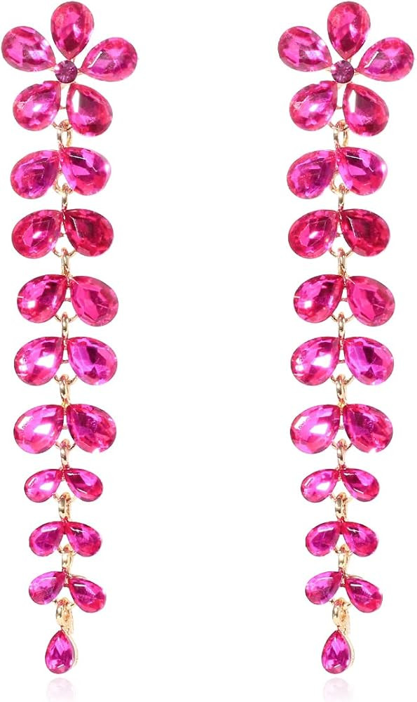 KELMALL Women's Ellipse Crystal Earrings Rhinestone Geometric Oval Drop Dangle Statement Earrings | Amazon (US)