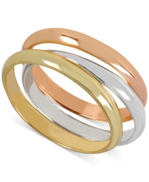 Hint of Gold Tri-Tone Stackable Ring Set | Macys (US)