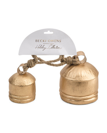 Set Of 2 Gold Tone Metal Bells | TJ Maxx