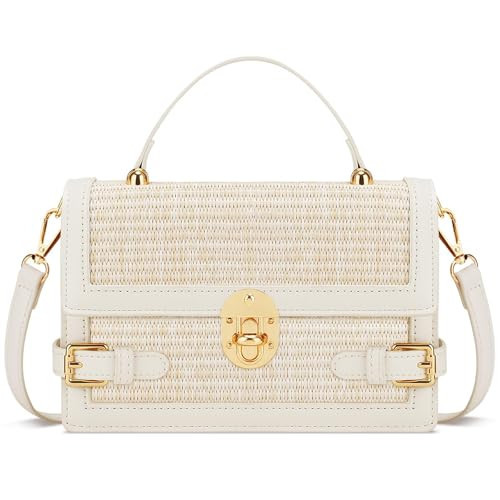 KKXIU Straw Purses for Women – Summer Beach Shoulder Purse & Clutch Handbag, Woven Crossbody Bags for Women, Beige | Amazon (US)