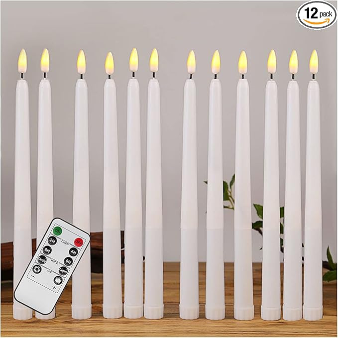 duduta White Flameless Taper Candles with Remote, Flickering Battery Christmas LED Candlesticks S... | Amazon (US)