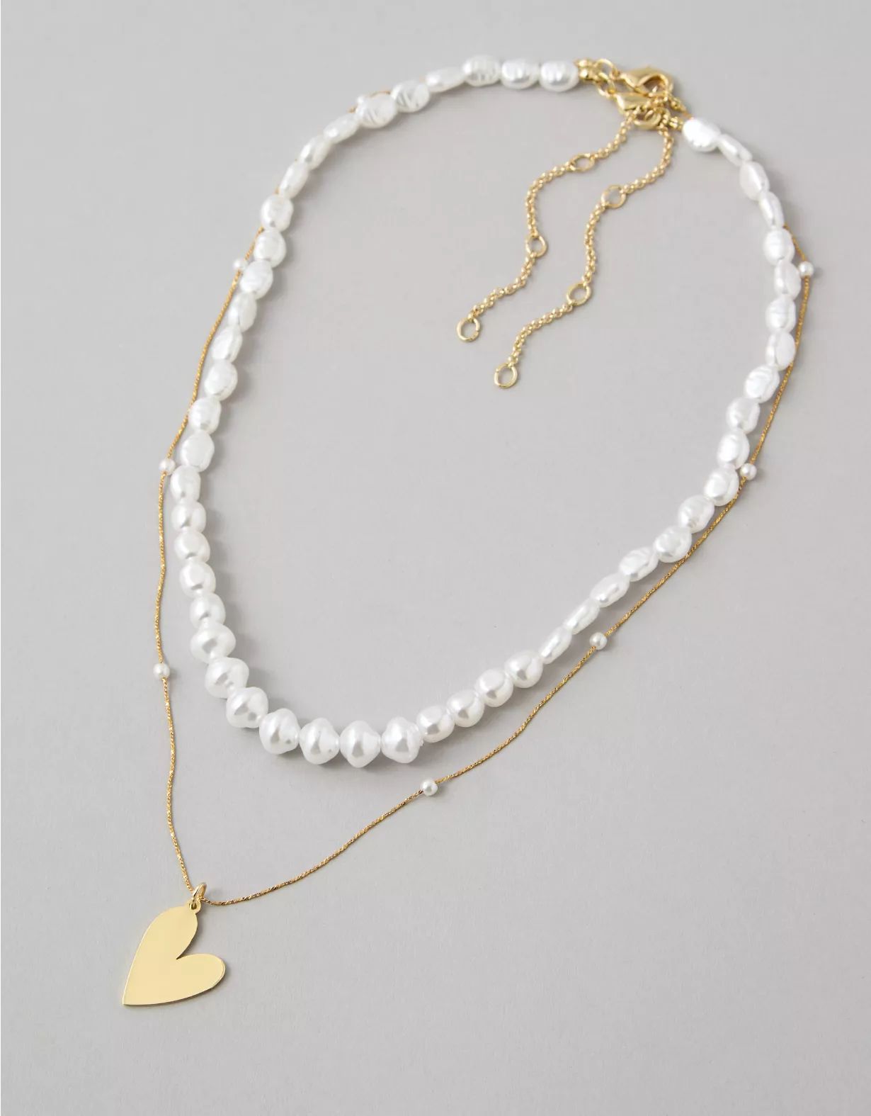 AEO Heart & Faux Pearl Necklace 2-Pack | American Eagle Outfitters (US & CA)