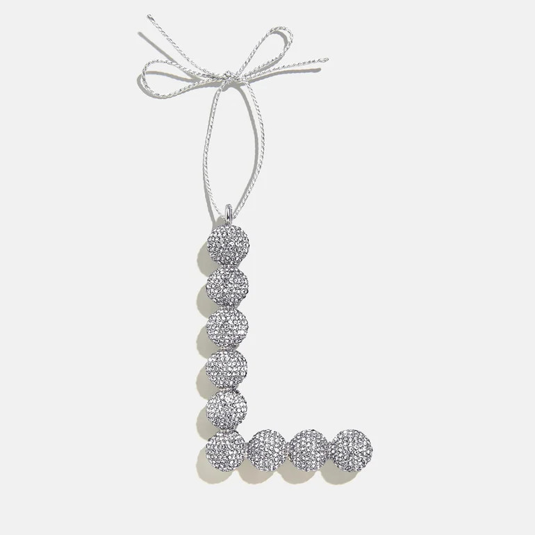 Merry Monogram Ornament - Silver/Pav\u00e9 | BaubleBar