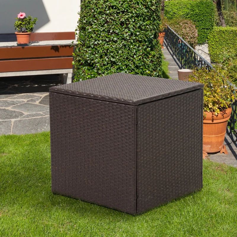 88 Gallons Wicker Square Patio Deck Box with Waterproof Liner | Wayfair North America