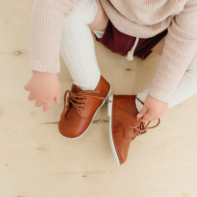 Baby James Leather Lace Up Shoe, Cognac | Maisonette
