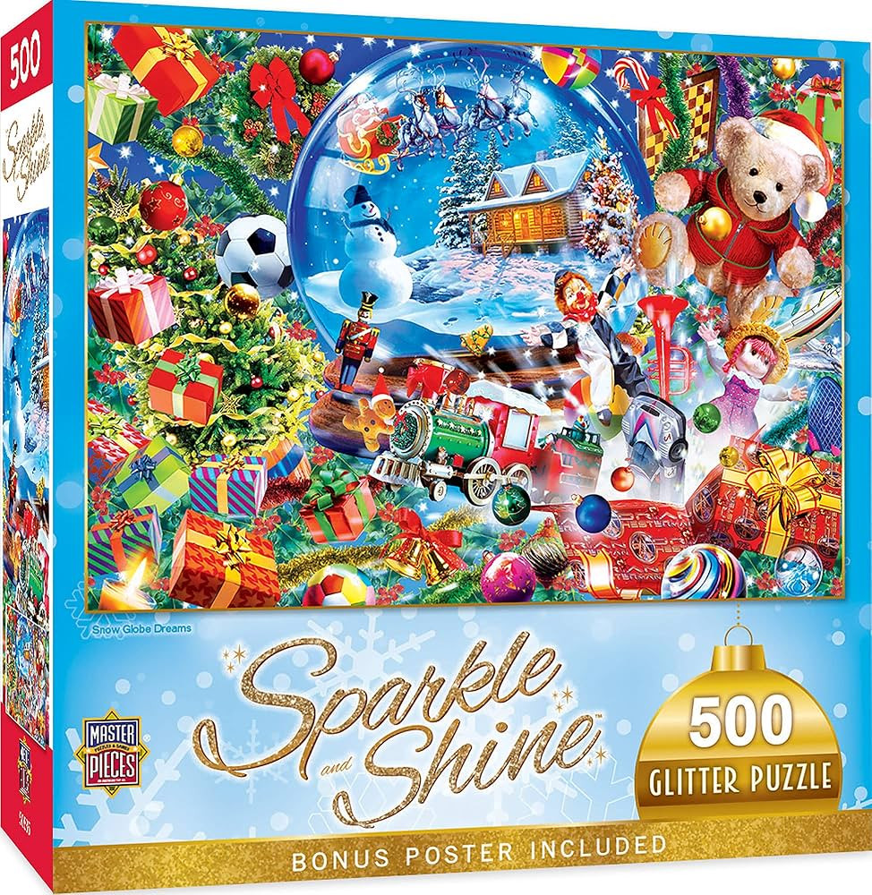 MasterPieces 500 Piece Glitter Christmas Jigsaw Puzzle - Snow Globe Dreams - 15"x21" | Amazon (US)