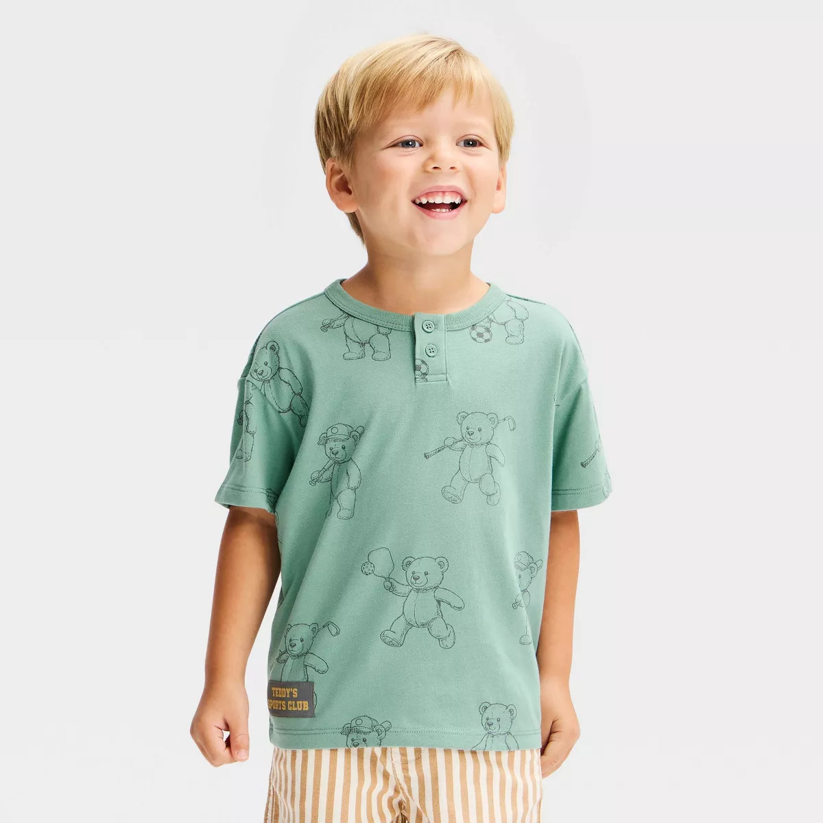 Toddle Boys' Short Sleeve Athletic Bear AOP T-Shirt - Scavenger Hunt Teal 2T | Target
