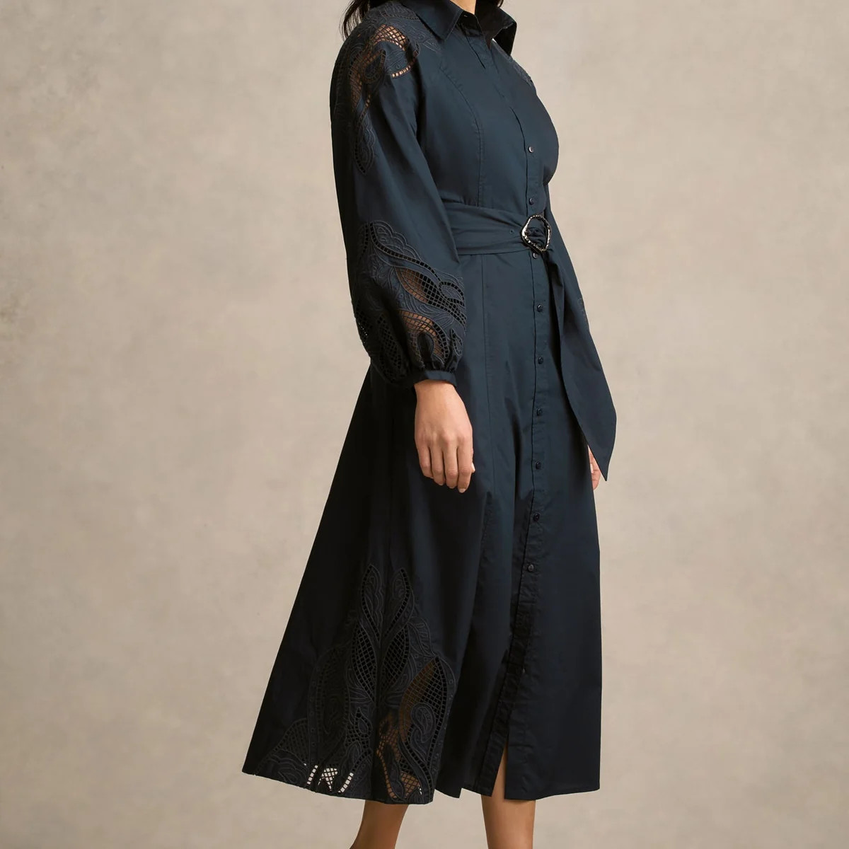 Placement Broderie Shirt Dress - Ink | Blue Illusion (AU & US)