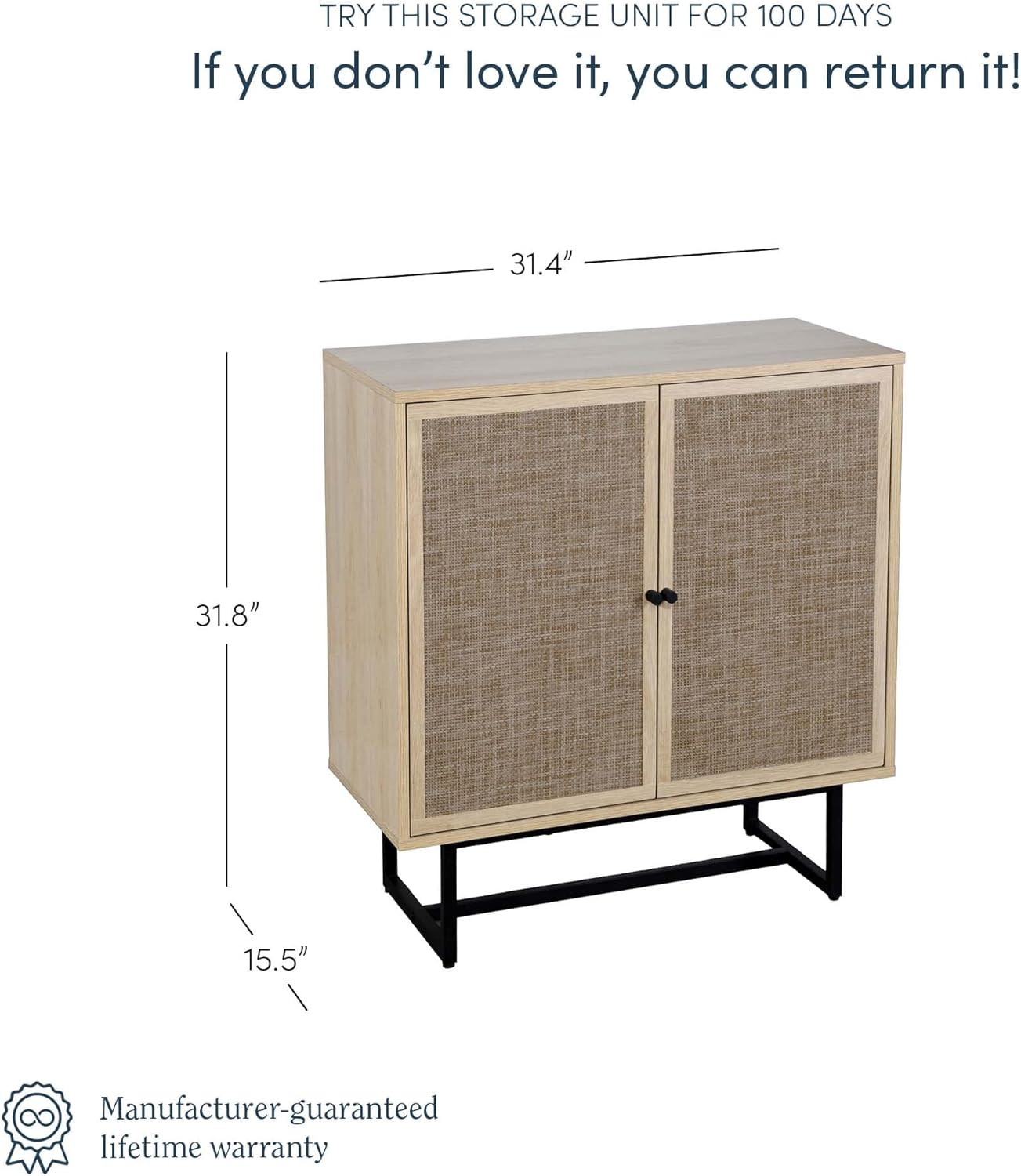 Nathan James Kova Accent Natural Storage Cabinet Sideboard Wood and Rattan with Matte Metal Frame... | Amazon (US)