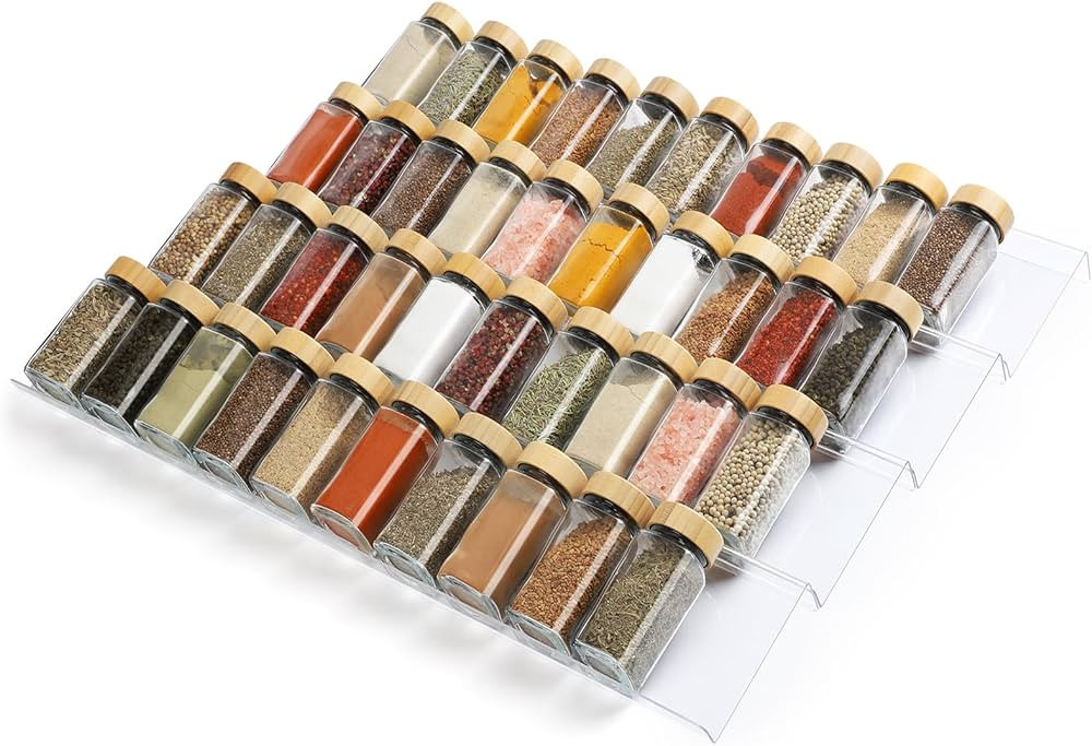 Spice Drawer Organizer 8 Tier, Acrylic Seasoning Organizer Rack, Clear Spice Rack Tray, Kitchen S... | Amazon (US)