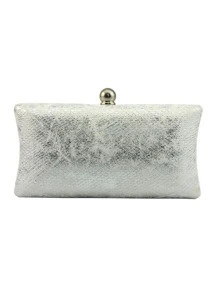 Metallic Snakeskin Embossed Chain Square Bag | SHEIN