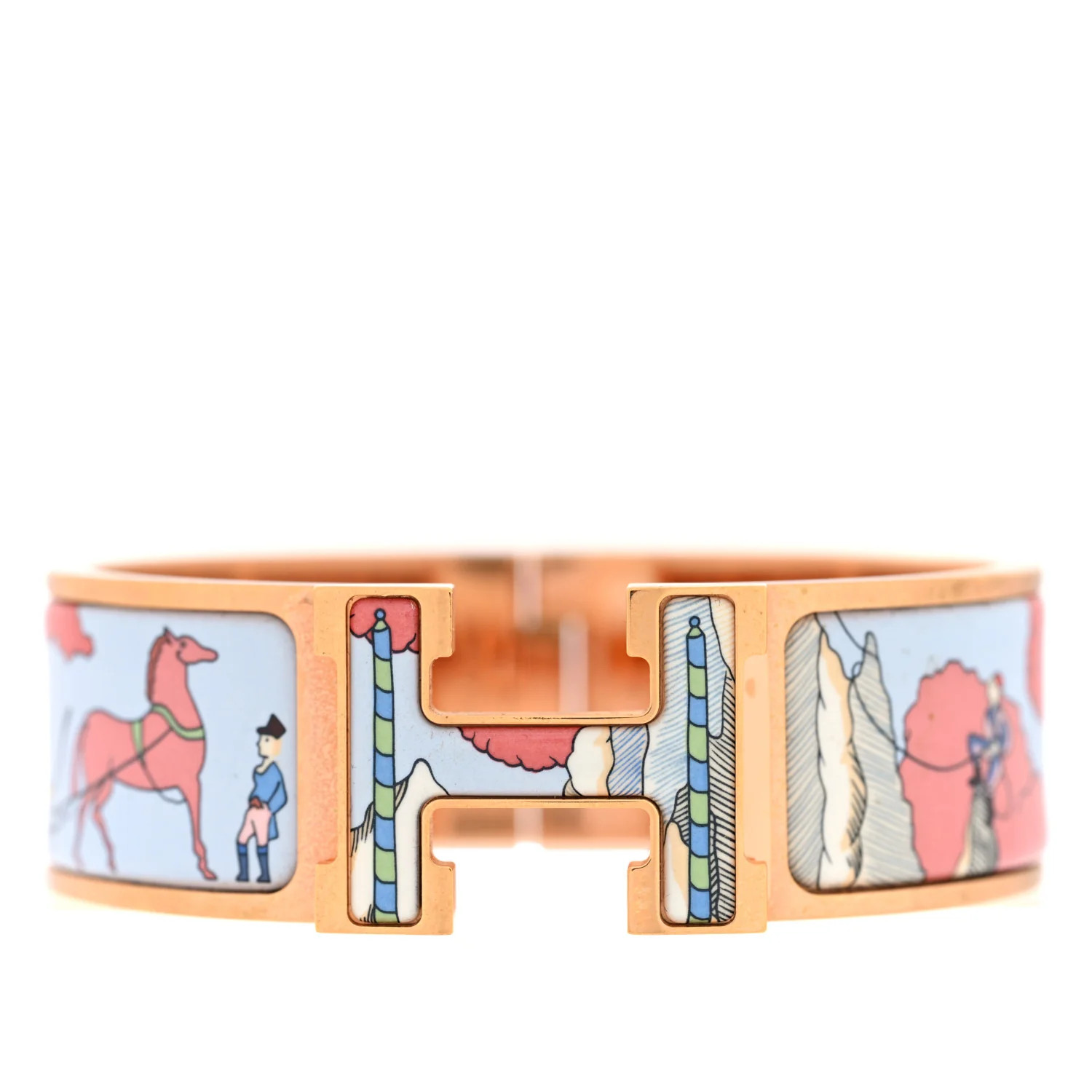 Hermes Enamel Printed Wide Cosmographia Universalis Clic Clac H Bracelet PM Album De Soie 1797536 | FASHIONPHILE (US)