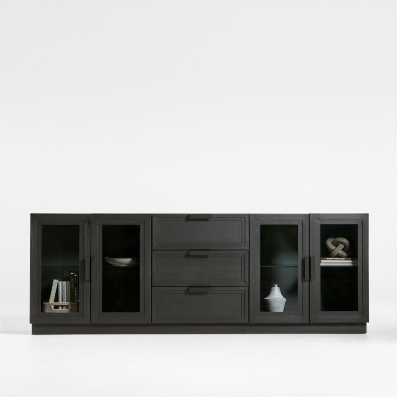 Calypso Charcoal 90" Media Console/TV Stand with Storage | Crate & Barrel | Crate & Barrel