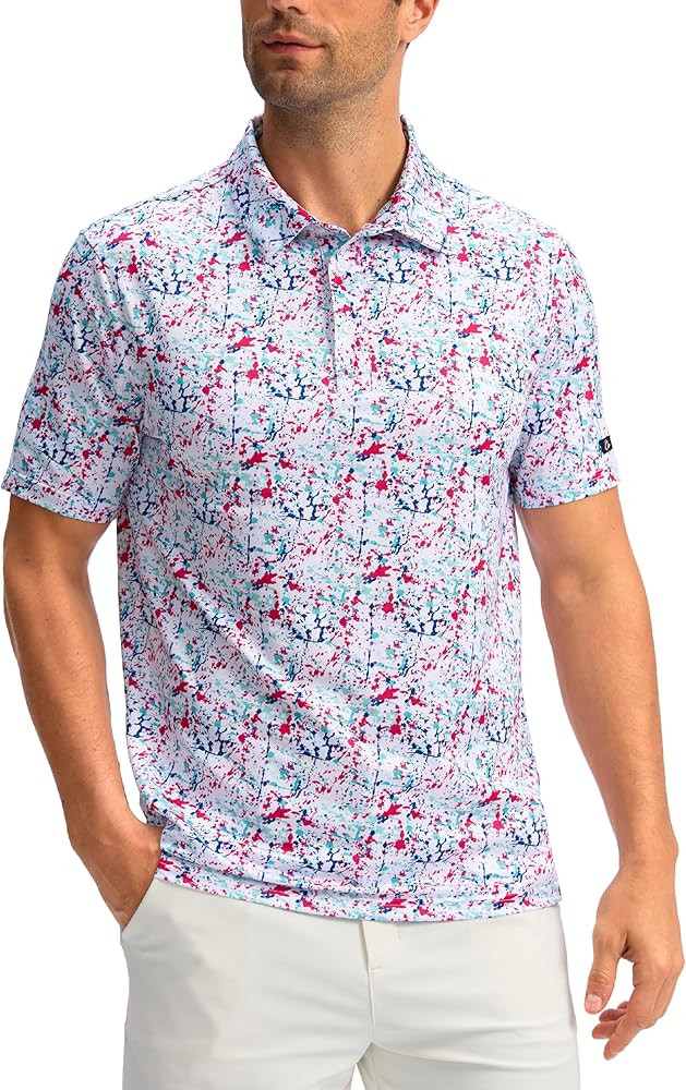 Obla Golf Shirts for Men Dry Fit Short Sleeve Striped Performance Moisture Wicking Collared Golf ... | Amazon (US)