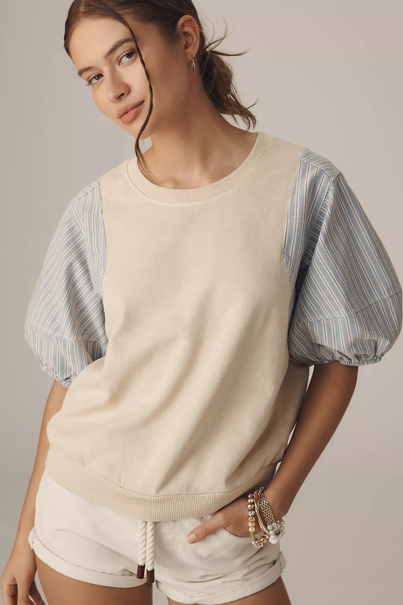 Pilcro Woven Puff-Sleeve Top | Anthropologie (US)