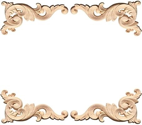 Susuntas 4pcs Wood Carved Corner Onlay Applique Woodcarving Decal Door Cabinet Frame Corner Onlay... | Amazon (US)